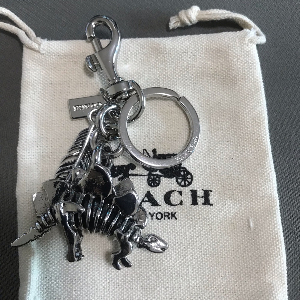 Coach Silver Stegosaurus Keyring Charm